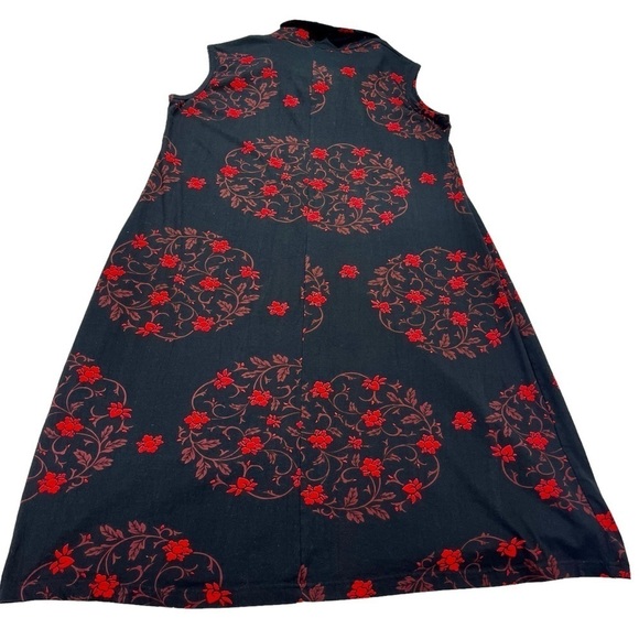 Aller Simplement Womans Midi Dress Sz XL Cowel Neck Sleeveless Black Red Cotton - Picture 6 of 11